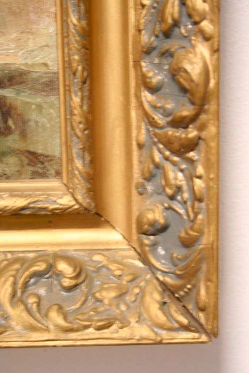 A beautiful large still life painting on canvas signed "Aaron" in a stunning frame.