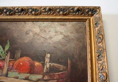 A beautiful large still life painting on canvas signed "Aaron" in a stunning frame.