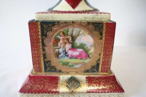 2 fabulous large Royal Vienna styled porcelain mantle vases. Stunning in your home/office/reception!