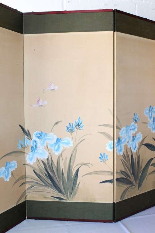 A wonderful four-part Japanese "Byobu" folding screen - hand painted - from the Showa period!!