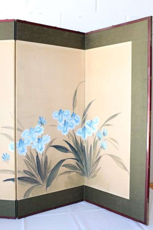 A wonderful four-part Japanese "Byobu" folding screen - hand painted - from the Showa period!!