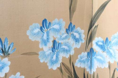 A wonderful four-part Japanese "Byobu" folding screen - hand painted - from the Showa period!!