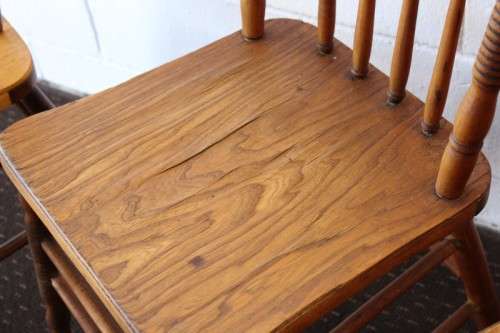 **RS17** An incredible collection of six assorted oak spindle-back dining chairs - one price for all