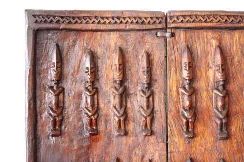 **RS17** A hand carved vintage/ antique? West African (Mali) "Dogon" granary door with sliding latch