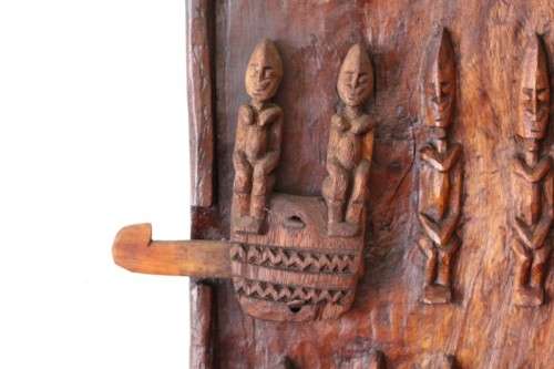 **RS17** A hand carved vintage/ antique? West African (Mali) "Dogon" granary door with sliding latch