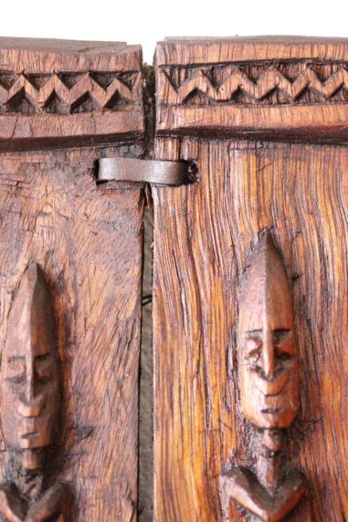 **RS17** A hand carved vintage/ antique? West African (Mali) "Dogon" granary door with sliding latch