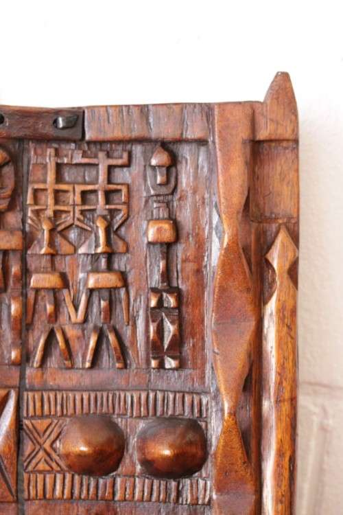 **RS17** Rare hand carved vintage/ antique? West African (Mali) Dogon granary door w/ sliding latch