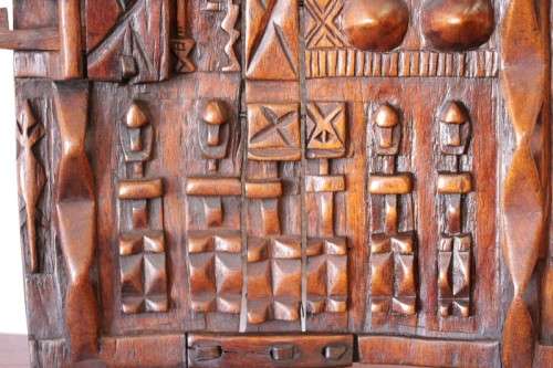 **RS17** Rare hand carved vintage/ antique? West African (Mali) Dogon granary door w/ sliding latch