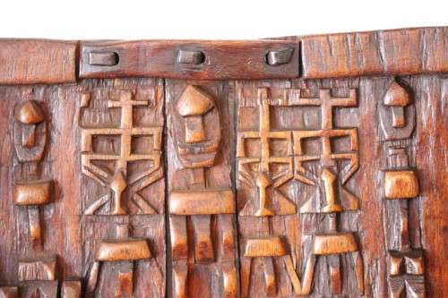 **RS17** Rare hand carved vintage/ antique? West African (Mali) Dogon granary door w/ sliding latch