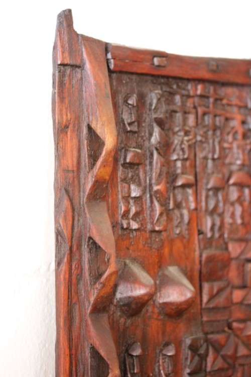 **RS17** A hand carved vintage/ antique? West African (Mali) Dogon granary door w/ sliding latch