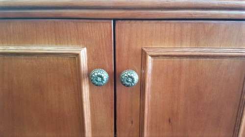 **RS17** A double door mahogany coffee station cabinet - ideal for a lodge or B&B or home