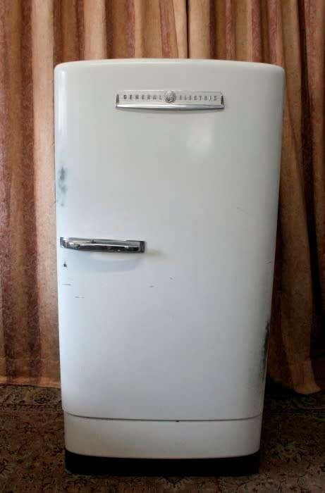 A fantastic vintage General Electric fridge-freezer combo "1940's" in full working order.