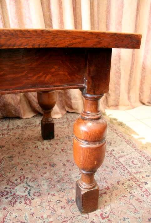 **RS17** An stunning vintage Oak 6-seater (92 x 182cm) dining room table w 6 leather chairs!