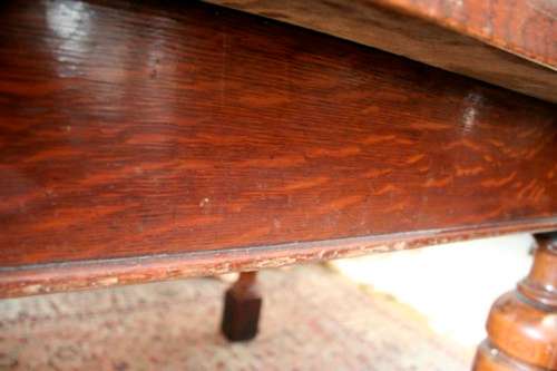 **RS17** An stunning vintage Oak 6-seater (92 x 182cm) dining room table w 6 leather chairs!