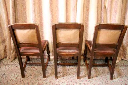 **RS17** An stunning vintage Oak 6-seater (92 x 182cm) dining room table w 6 leather chairs!
