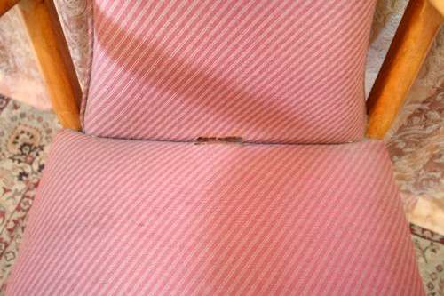 **RS17** 8 Yellow wood upholstered diningroom arm chairs, stylish and comfortable. Bid/chair