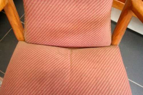 **RS17** 8 Yellow wood upholstered diningroom arm chairs, stylish and comfortable. Bid/chair