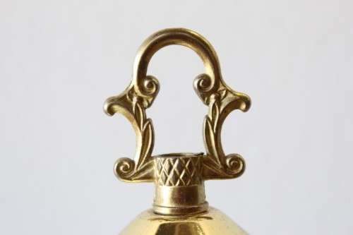 A lovely parlour table lamp with a glass panelled shade and brass-finished base - stunning on a desk