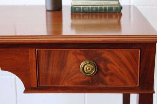 **RS17** Wonderful vintage Mahogany Regency-style desk with double drawers and fluted legs!!