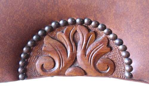 4x incredible vintage carved oak occasional dining chairs with faux leather seats - price per chair