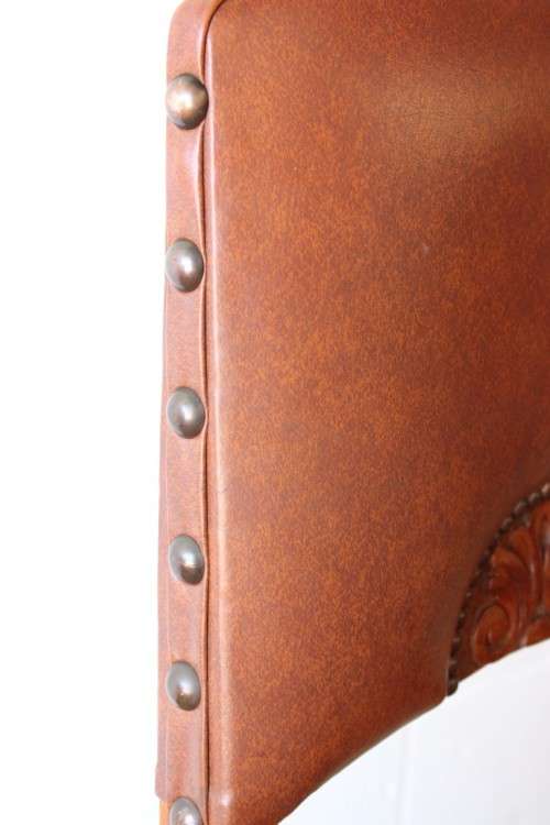 4x incredible vintage carved oak occasional dining chairs with faux leather seats - price per chair