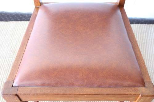 4x incredible vintage carved oak occasional dining chairs with faux leather seats - price per chair