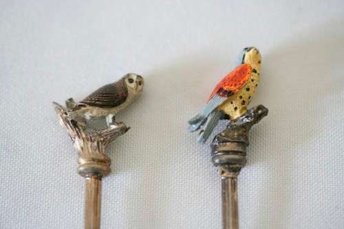 A superb set of six WAPW Great Britain silver plated 3D bird tip teaspoons in original box.