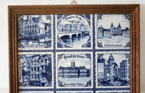 3 stunning hand painted blue & white Delft Blauw of Holland porcelain framed tiles.1 price for all 3