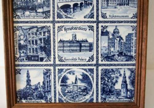 3 stunning hand painted blue & white Delft Blauw of Holland porcelain framed tiles.1 price for all 3