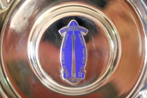 **RS17** A superb vintage metal Albert Hertzog Tower memento ashtray in its original box.