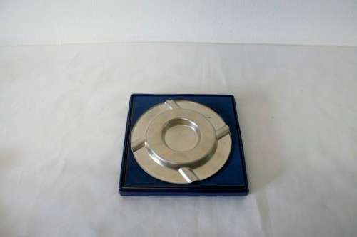 **RS17** A superb vintage metal Albert Hertzog Tower memento ashtray in its original box.