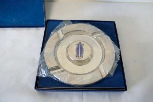**RS17** A superb vintage metal Albert Hertzog Tower memento ashtray in its original box.