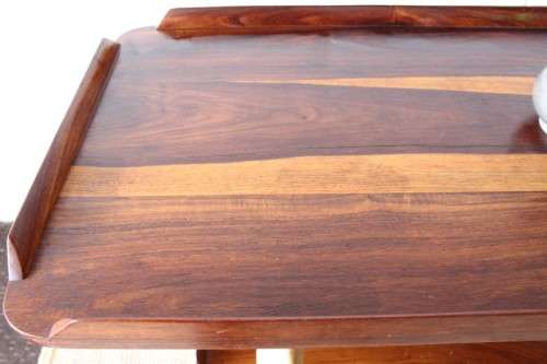 **RS17** A superbly made African blackwood 2-tier drinks/ tea trolley w/ stunning Kudu horn supports