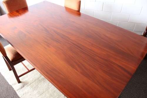 A stunning Sapele wood & Mahogany wood combination 6-seater dining suite with carver chairs