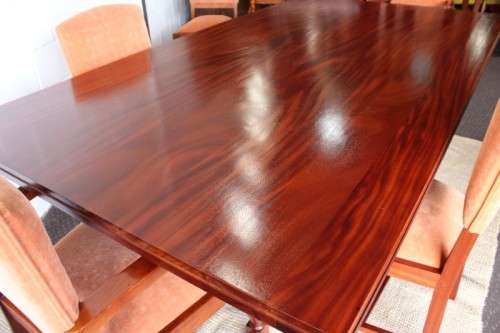 A stunning Sapele wood & Mahogany wood combination 6-seater dining suite with carver chairs