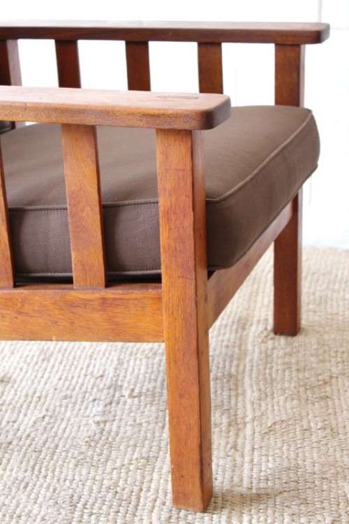 Stunning vintage solid oak Morris chair w/ upholstered cushions in a brown fabric - price/ chair