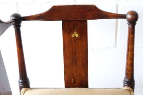 **RS17** Beautiful antique Edwardian solid mahogany corner chair w/ mother-of-pearl inlay detailing