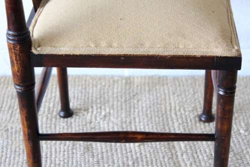**RS17** Beautiful antique Edwardian solid mahogany corner chair w/ mother-of-pearl inlay detailing