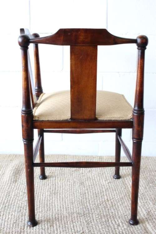 **RS17** Beautiful antique Edwardian solid mahogany corner chair w/ mother-of-pearl inlay detailing