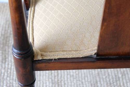 **RS17** Beautiful antique Edwardian solid mahogany corner chair w/ mother-of-pearl inlay detailing