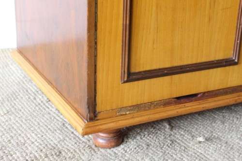 A wonderful Imbuia and Yellow wood double-door cabinet with shelves & space for a bar fridge