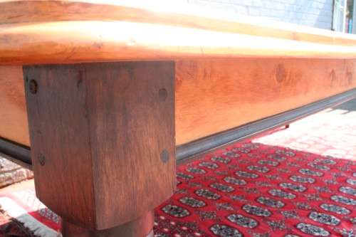 A spectacular x-long 10 seater Yellow wood & Imbuia dining room/ boardroom table in good condition