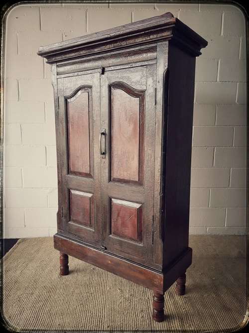 A superb "Javanese" Oriental Indonesian Teak double door cabinet with an amazing paint technique!!