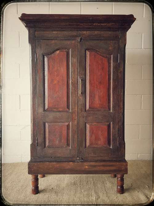 A superb "Javanese" Oriental Indonesian Teak double door cabinet with an amazing paint technique!!