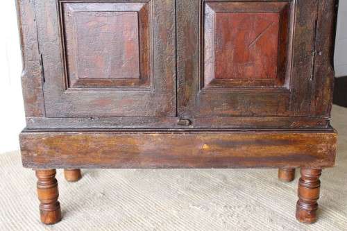 A superb "Javanese" Oriental Indonesian Teak double door cabinet with an amazing paint technique!!