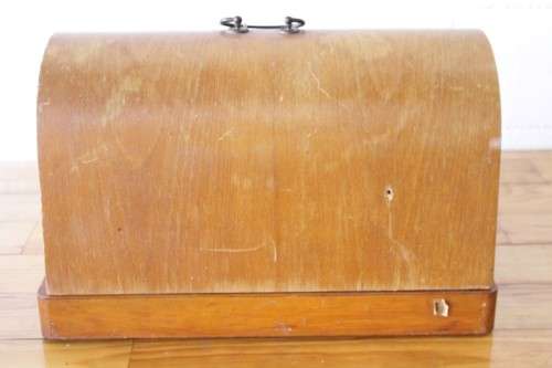 A rare antique German made Haid & Neu hand-cranked sewing machine in its original bentwood box