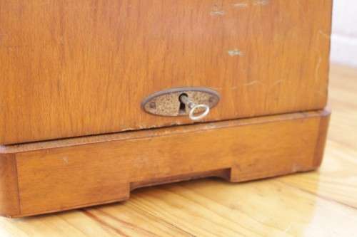 A rare antique German made Haid & Neu hand-cranked sewing machine in its original bentwood box