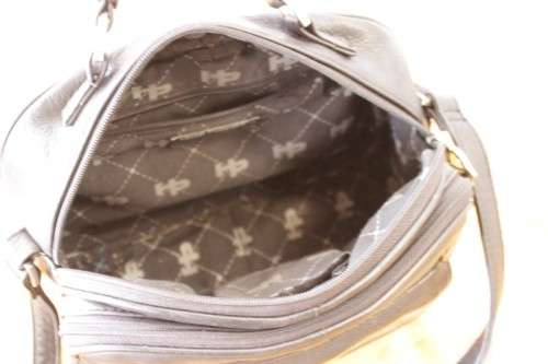 **RS17** An original black leather "Hush Puppies" travel document shoulder bag with loads of pockets