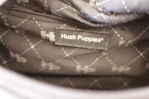 **RS17** An original black leather "Hush Puppies" travel document shoulder bag with loads of pockets