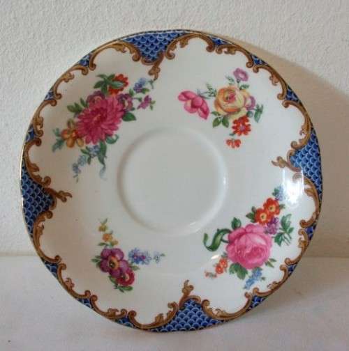 A beautiful vintage "Aynsley" fine bone china "Wilton Blue" pattern trio, gorgeous on display.